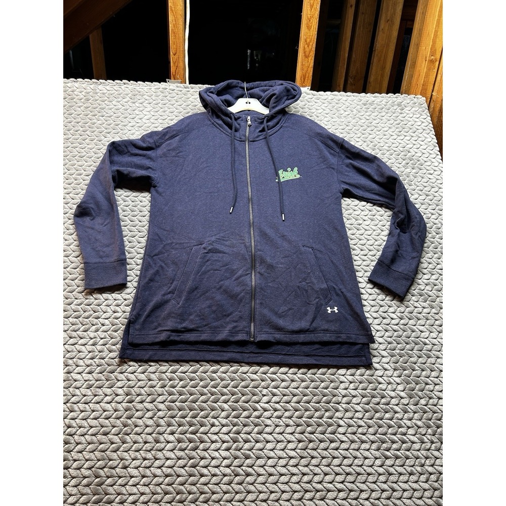 Under Armour Notre Dame Fighting Irish Hoodie Mens M Full Zip Navy Blue